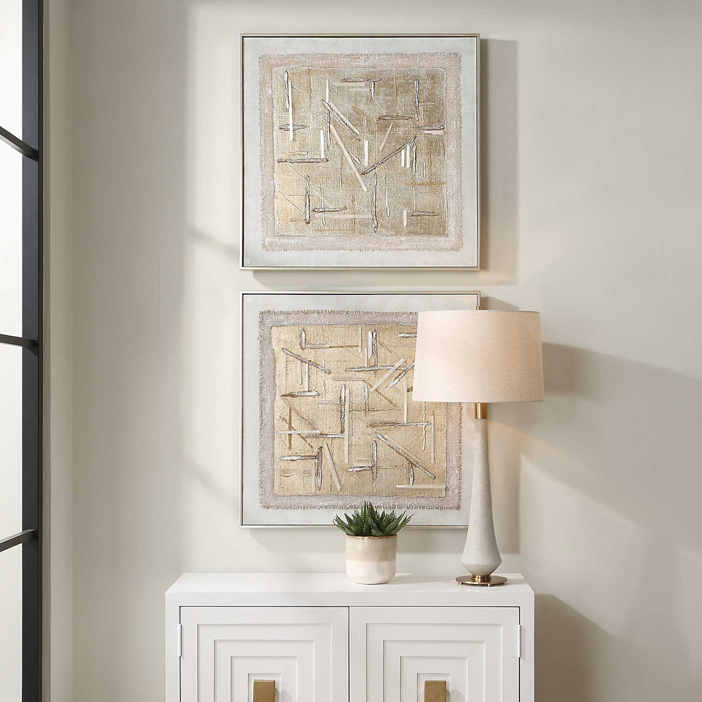 Unpredictable Hand - Painted Canvases (Set of 2) - Gray