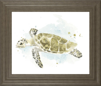 22x26 Watercolor Sea Turtle Study II By June Erica Vess - Beige