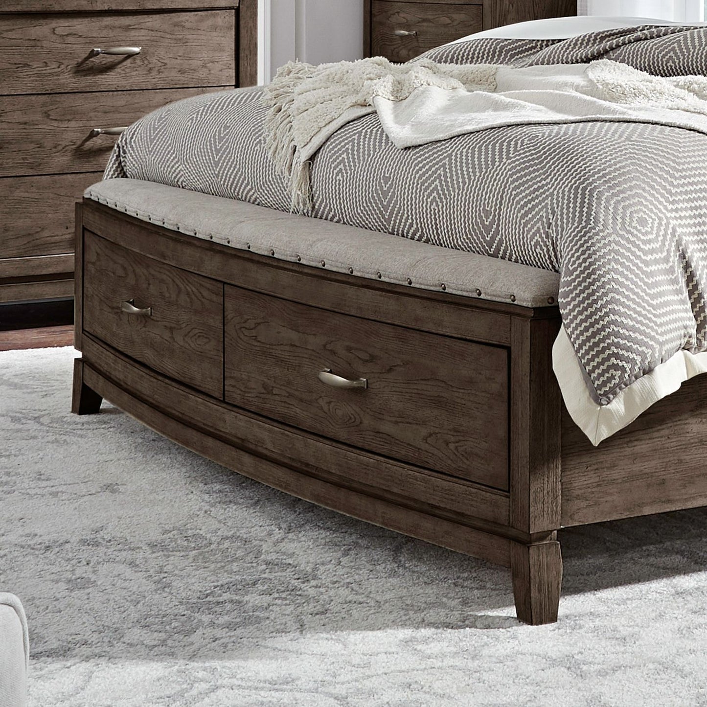 Avalon - King Storage Footboard With Slatroll - Coffee Bean