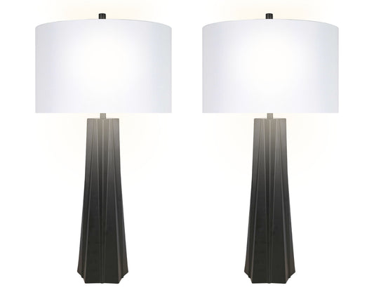 "Obsidian Glow" Metal Table Lamp (Set of 2) - Matte Black