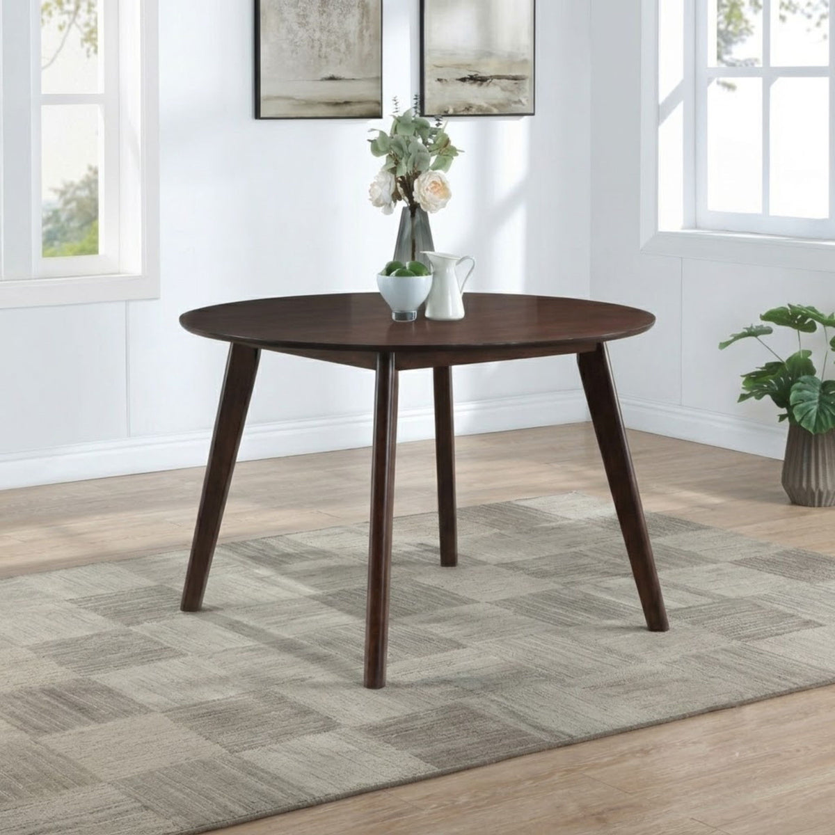 Tioga - 47" Round Table - Brown Cherry