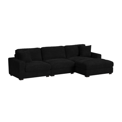 Arizona - Modular LHF Armchair With 1 Pillow 20" - Steno Black
