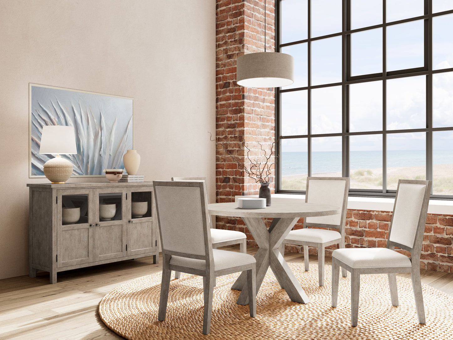 Bennett - Round Dining Table - Frosted Gray