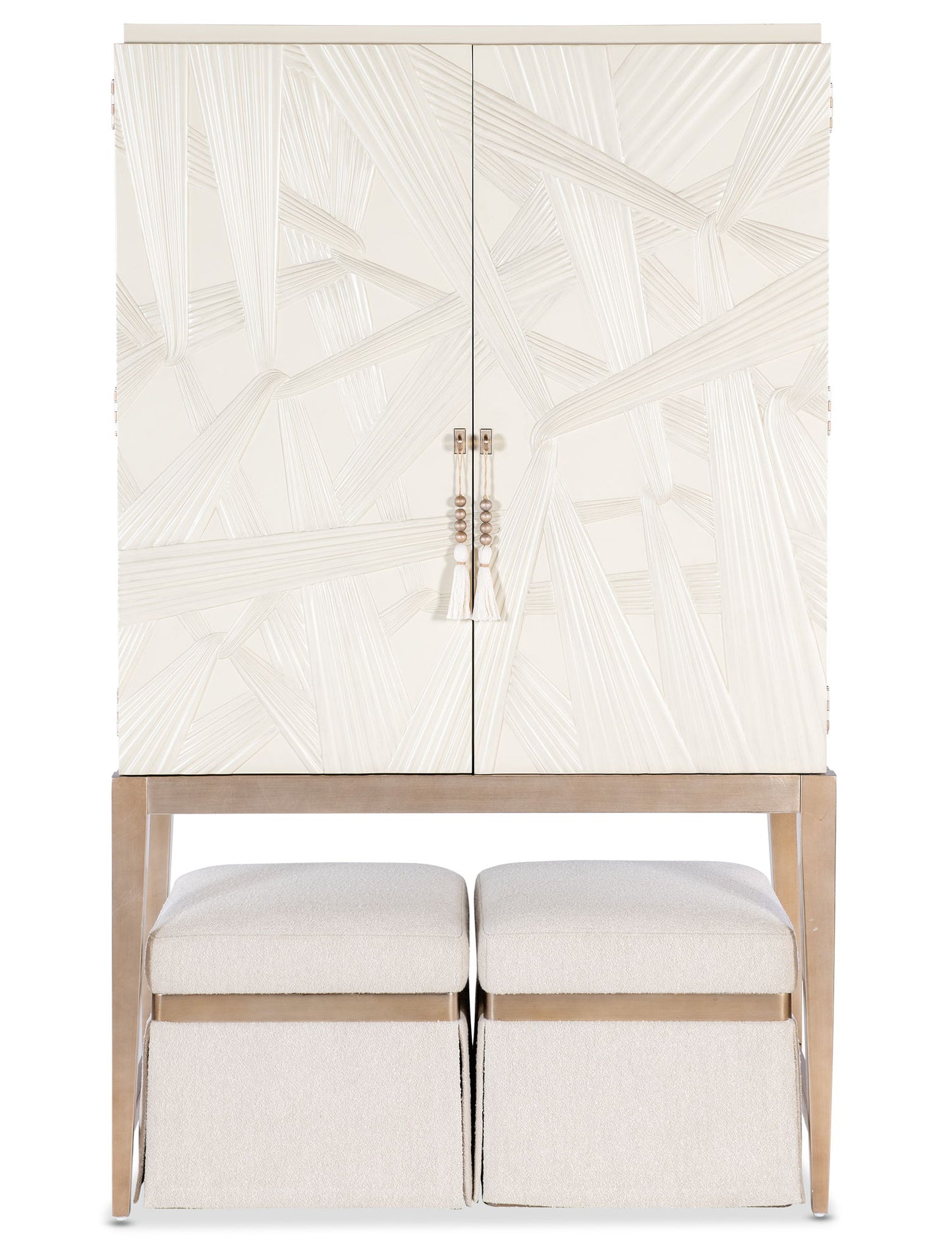Melange - Dream Weaver Bar Cabinet - White / Light Brown