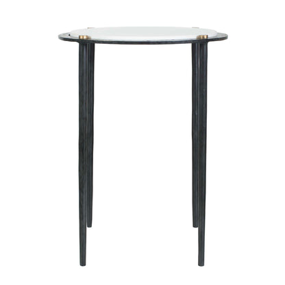 Wren - Round Marble Accent Table - Bronze / White