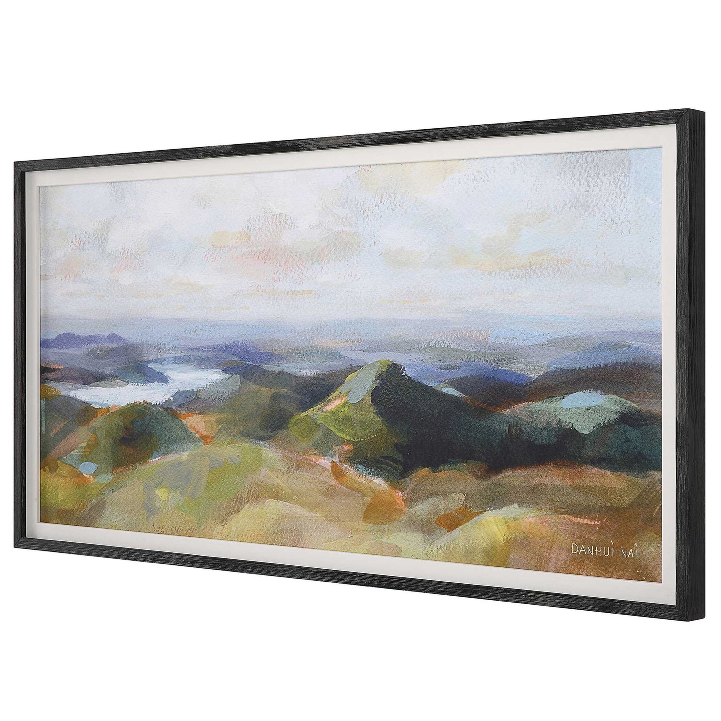 Above The Lakes - Framed Landscape Print - Gray