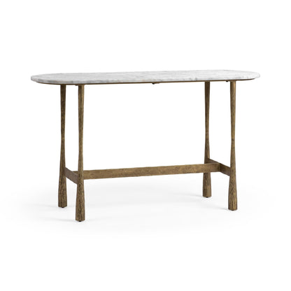 Venicia - Oval Console Table - White Sage