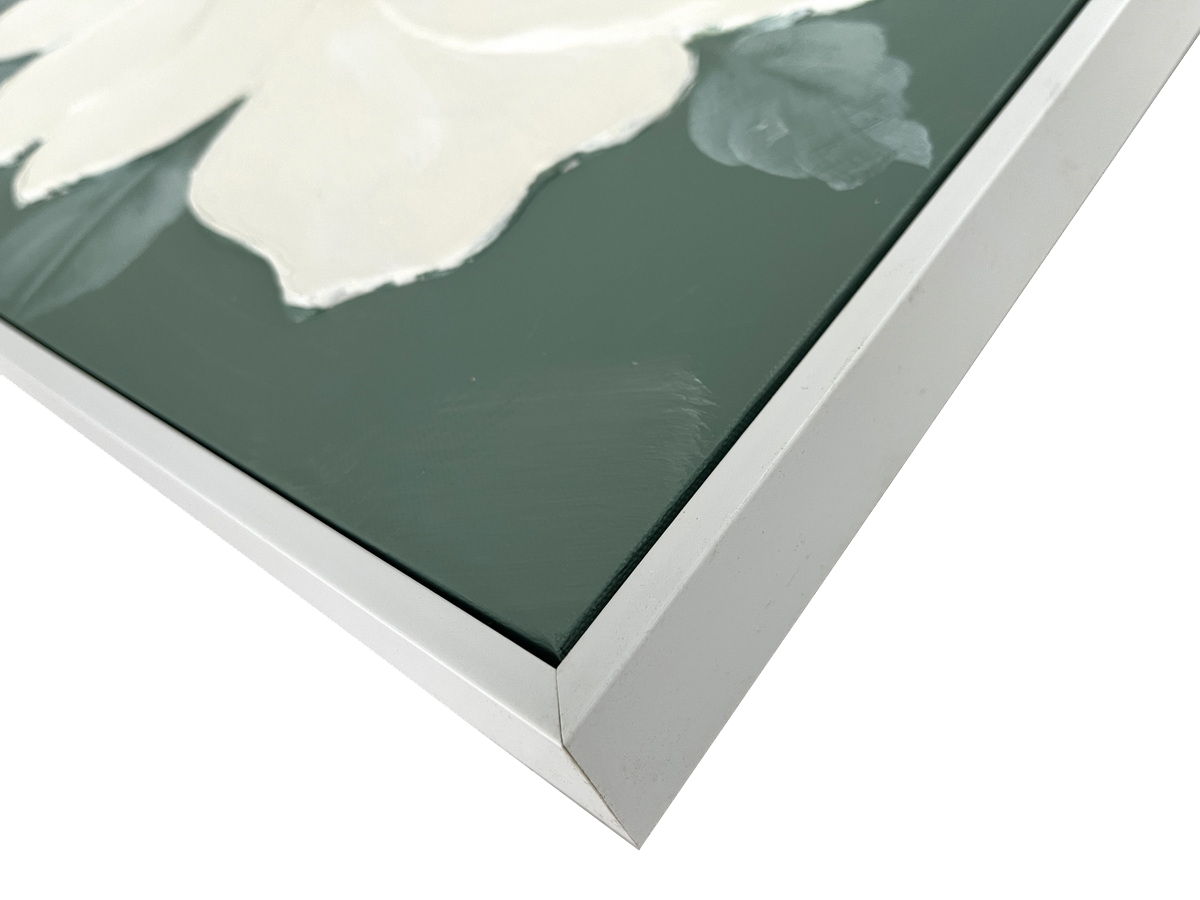 Ivory Bloom I Hand-Painted Canvas In Frame - Green / Ivory