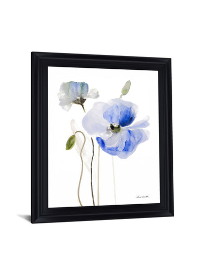 Azure Blossom Dance - 28" x 34" Framed Wall Art - White