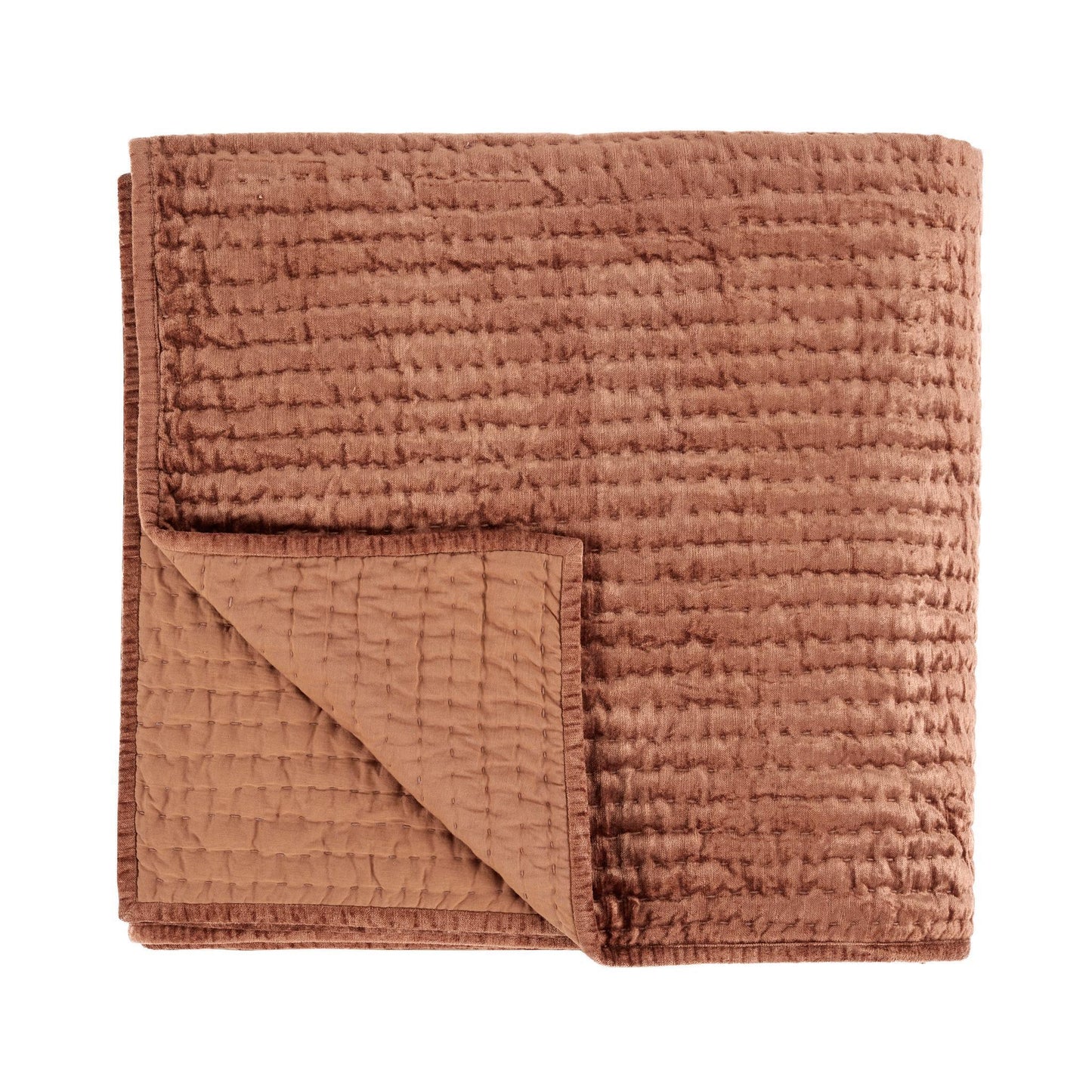 Bari - Velvet Quilt - Terra Cotta