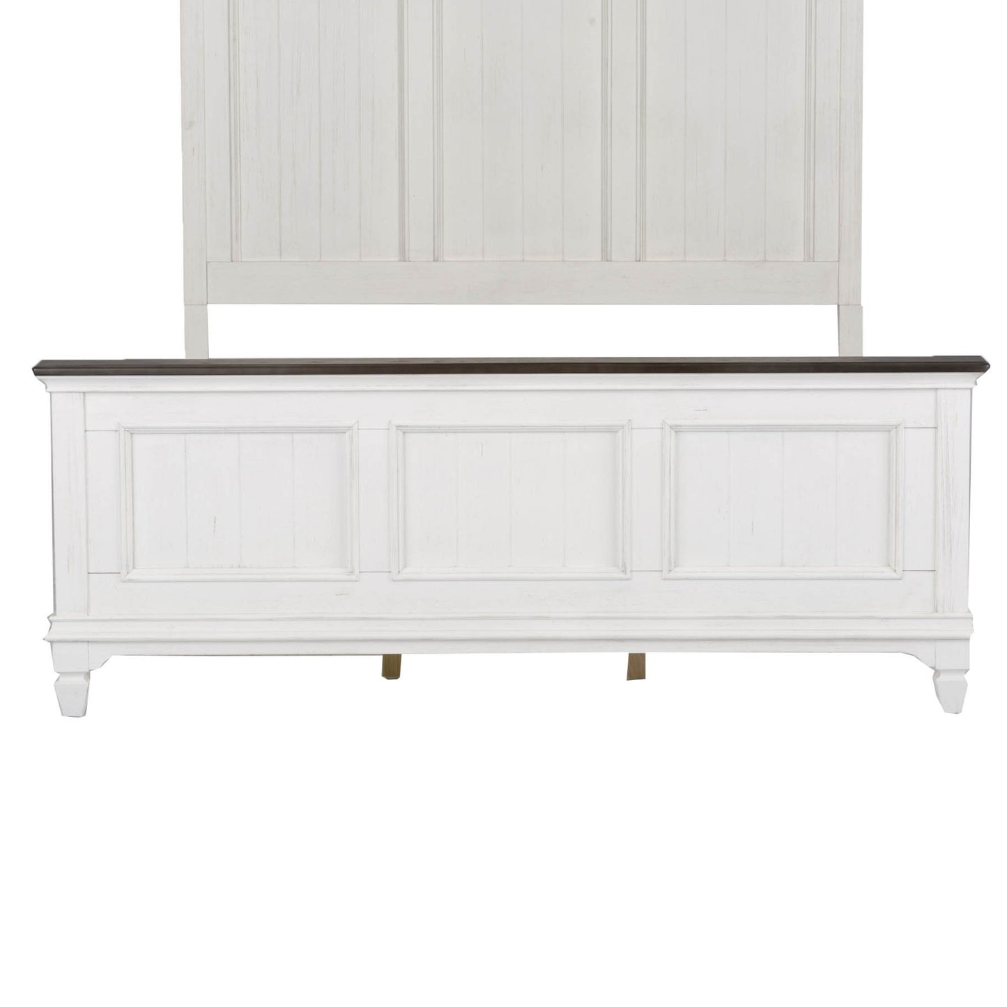 Allyson Park - Queen Panel Footboard - Wirebrushed White / Charcoal