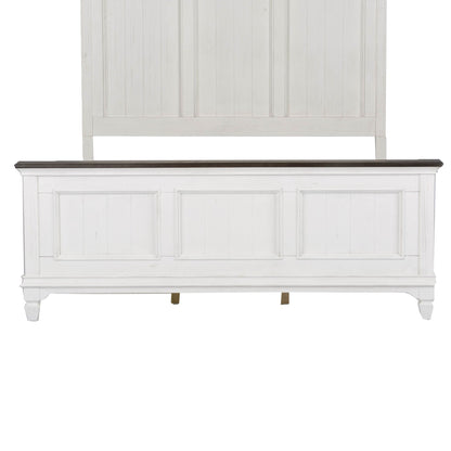 Allyson Park - Queen Panel Footboard - Wirebrushed White / Charcoal
