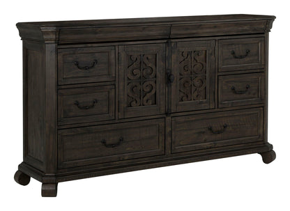 Bellamy - Drawer Dresser With Shaped Mirror - Peppercorn