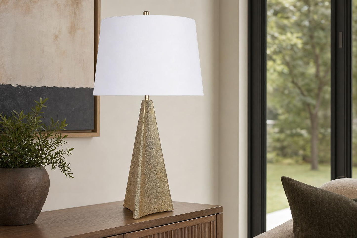 "Golden Apex" Ceramic Table Lamp (Set of 2) - Electroplated Gold