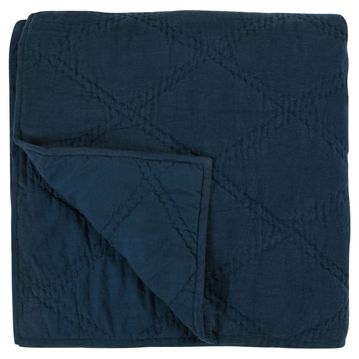 Caleb - Hand Stitched King Quilt - Midnight Blue