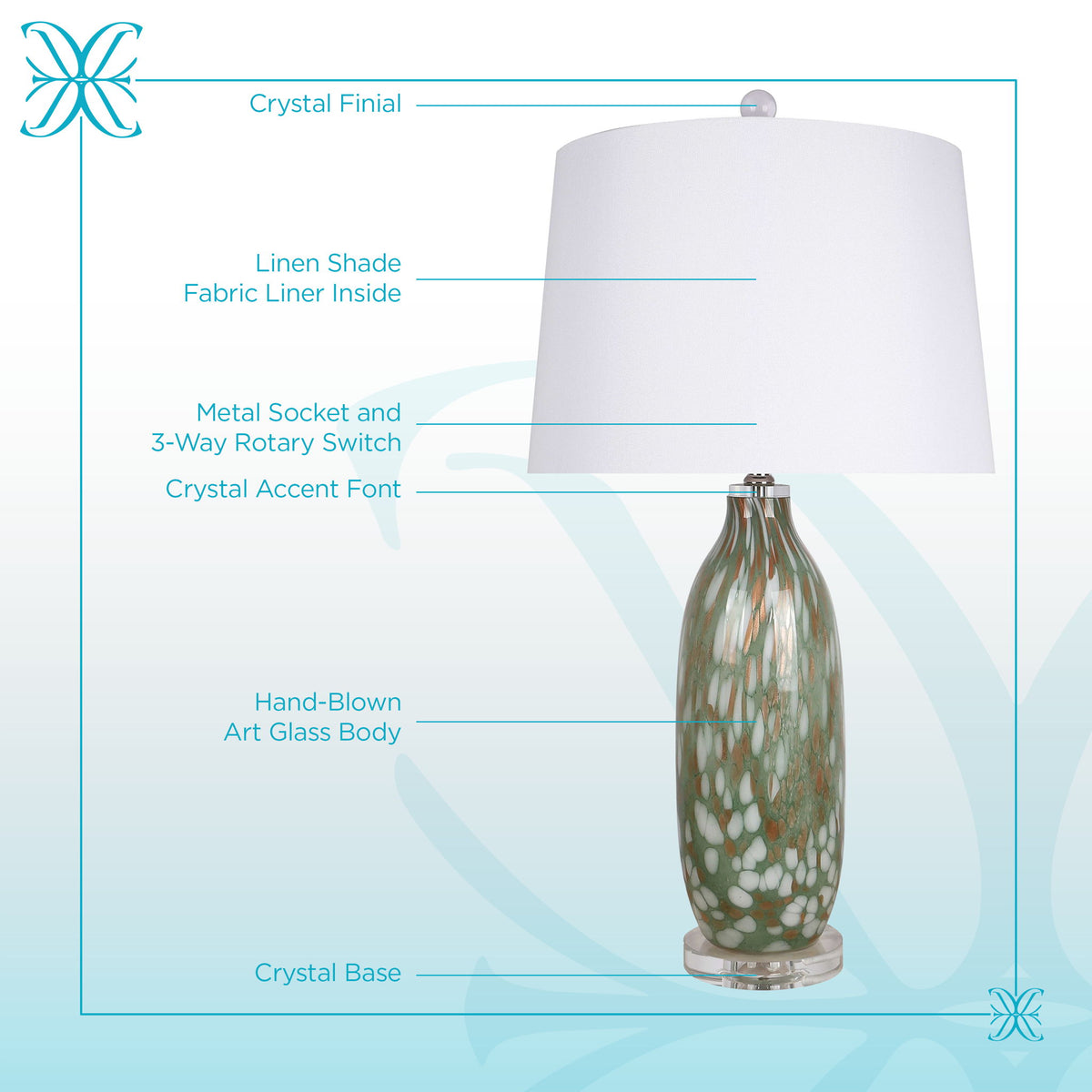 "Verdant Glow" Art Glass Table Lamp (Set of 2) - Green Art Glass
