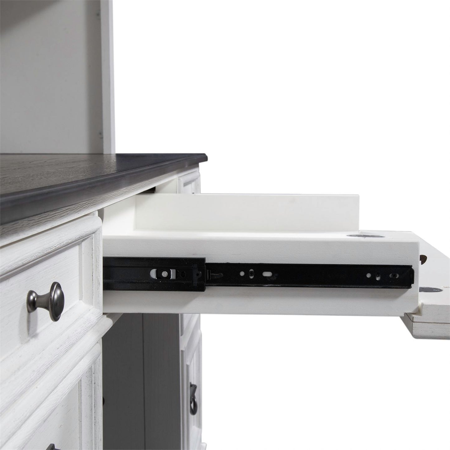Allyson Park - Credenza & Hutch - Wirebrushed White / Charcoal