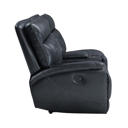 Warner - LAF Console Loveseat With 2 Recliners - Black