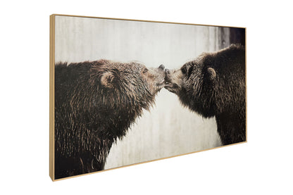 Wild Affinity - 48 X 32 - Hand-Embellished Canvas In Frame - Brown