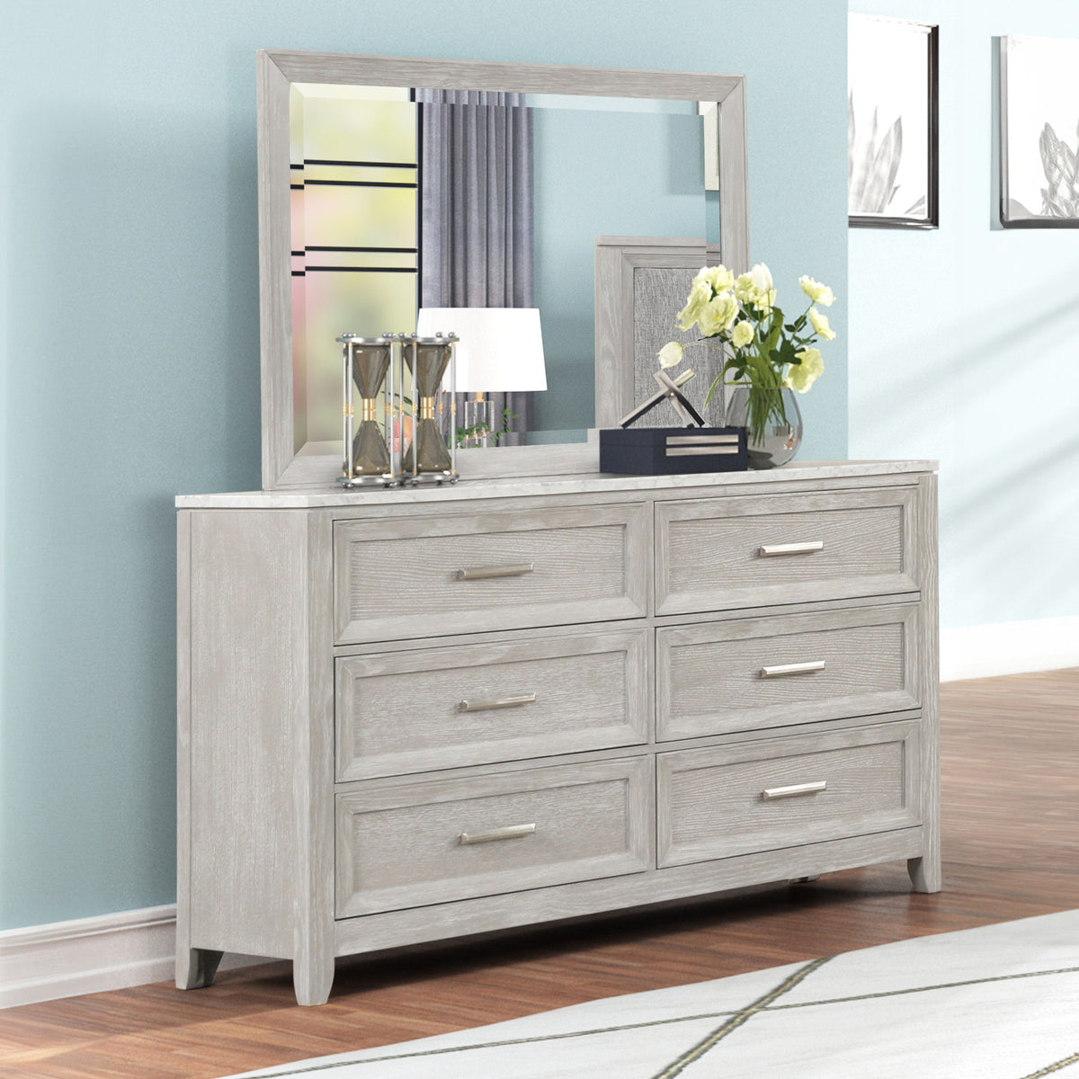 Fiona - Landscape Mirror - Mist Gray