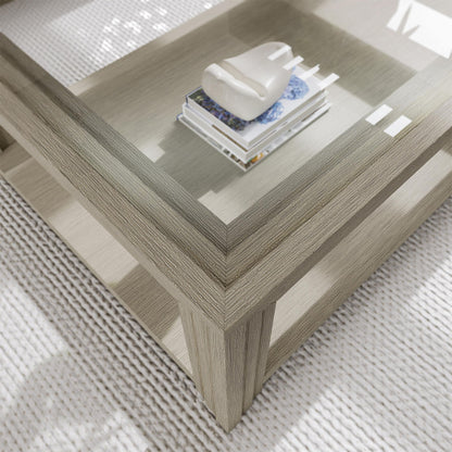 Wilde - Rectangular Glass Top Coffee Table - Light Brown