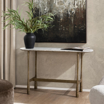 Venicia - Oval Console Table - White Sage