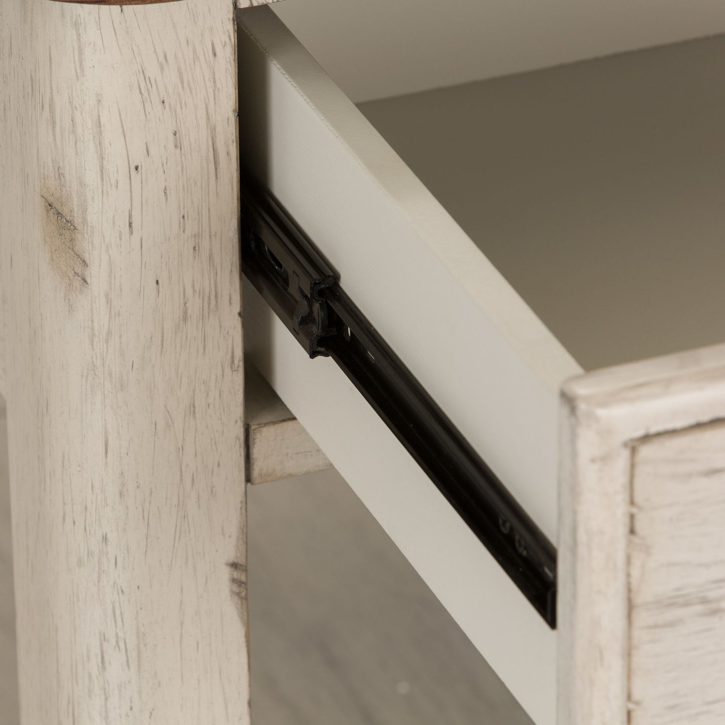 Farmhouse Reimagined - End Table With Basket - Antique White / Chestnut Tops