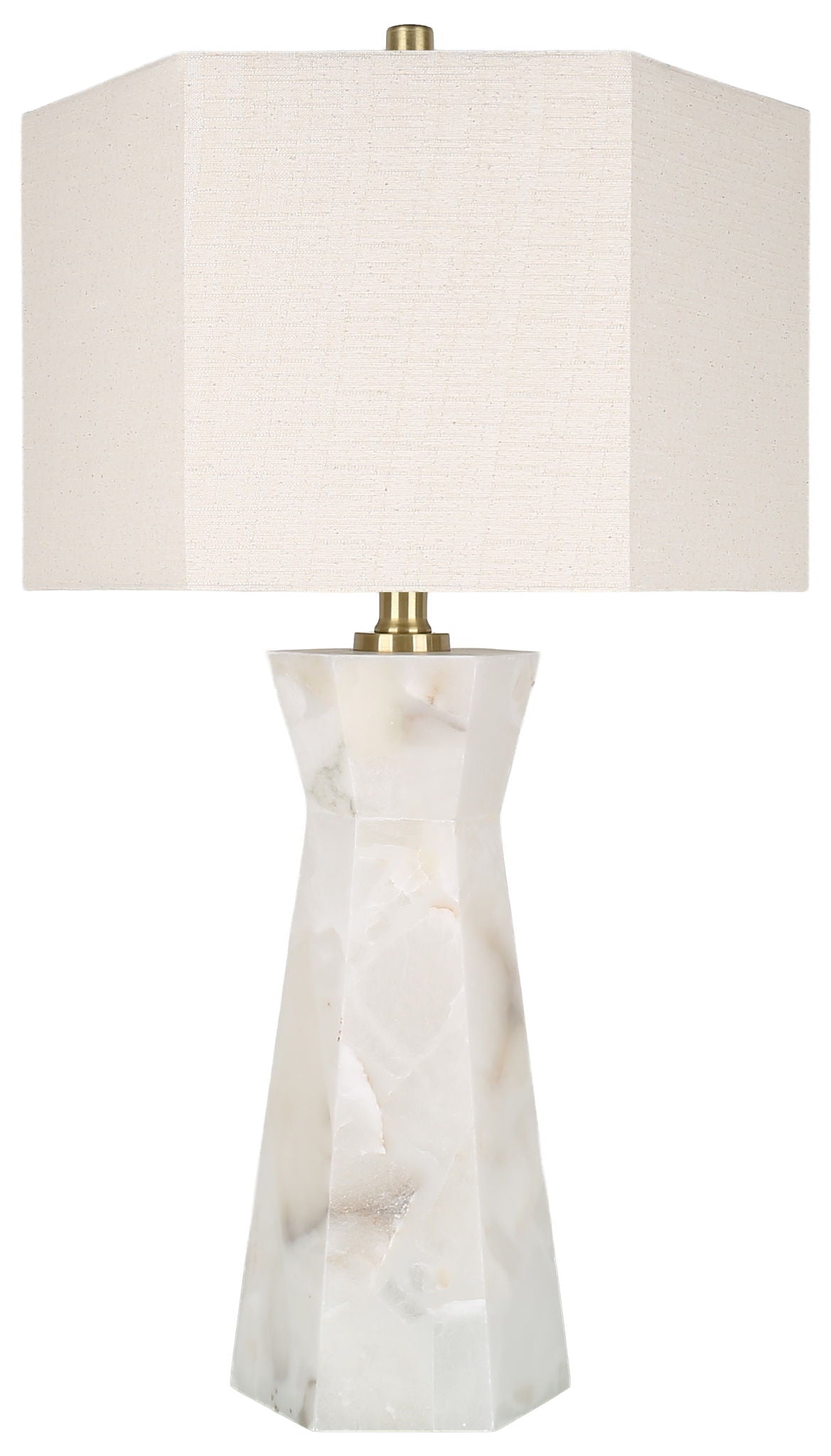 Evening Facet - 28 X 16 - Alabaster Table Lamp With Night Light (Set of 2) - Natural Stone