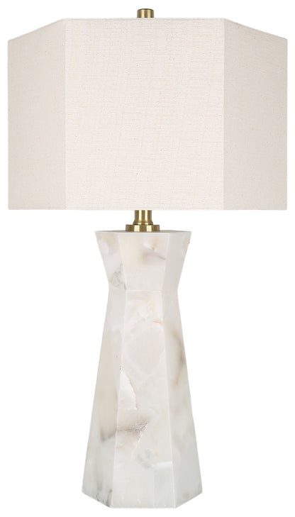 Evening Facet - 28 X 16 - Alabaster Table Lamp With Night Light (Set of 2) - Natural Stone