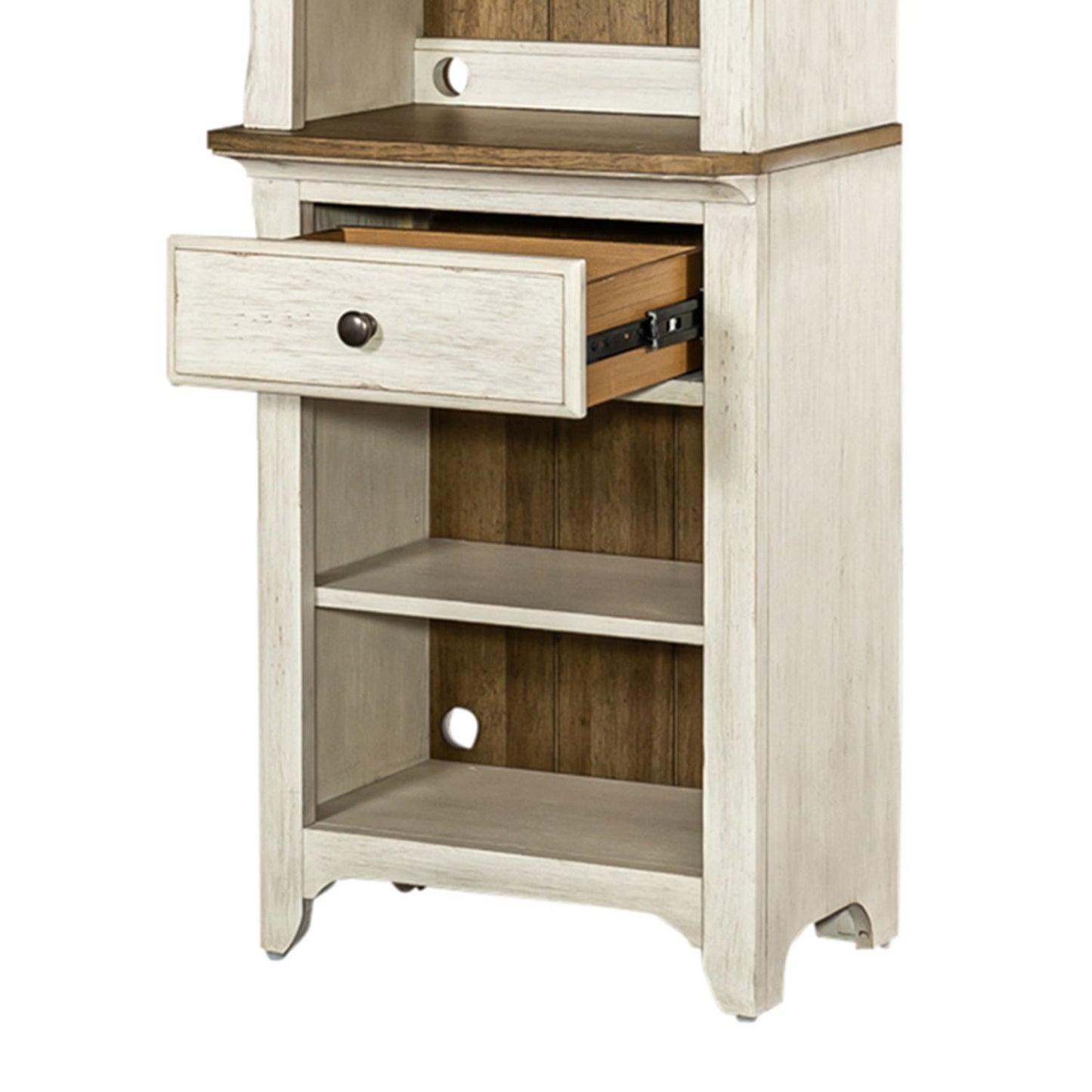 Farmhouse Reimagined - Left Pier Base - Antique White / Chestnut Tops