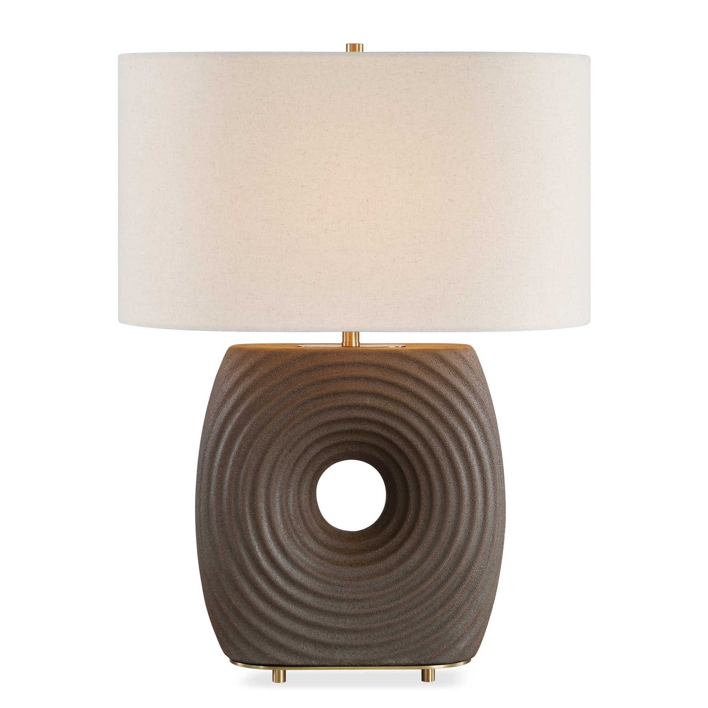Geno - Concentric Ribbed Table Lamp - Brown