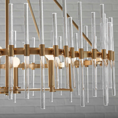Crystal - Stick 8 Light Chandelier - Brass