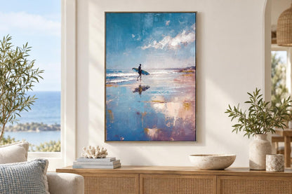 Surfside Reverie I - 28 X 40 - Hand-Embellished Canvas In Frame - Blue