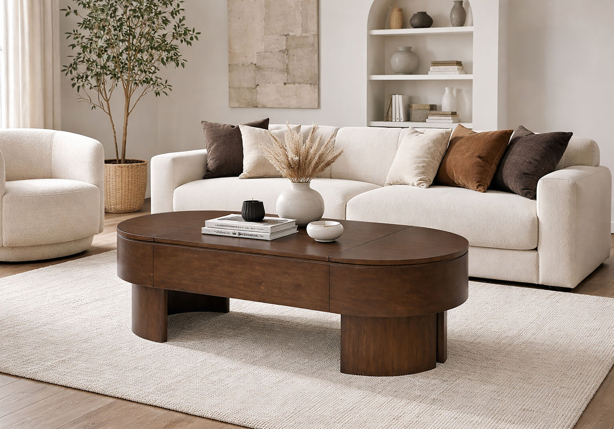 Holloway - Oval Lift Top Cocktail Table - Toasted Almond