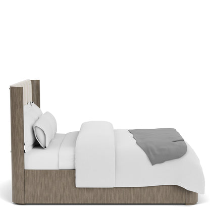 Sariel - Queen Upholstered Shelter Headboard - Dark Brown