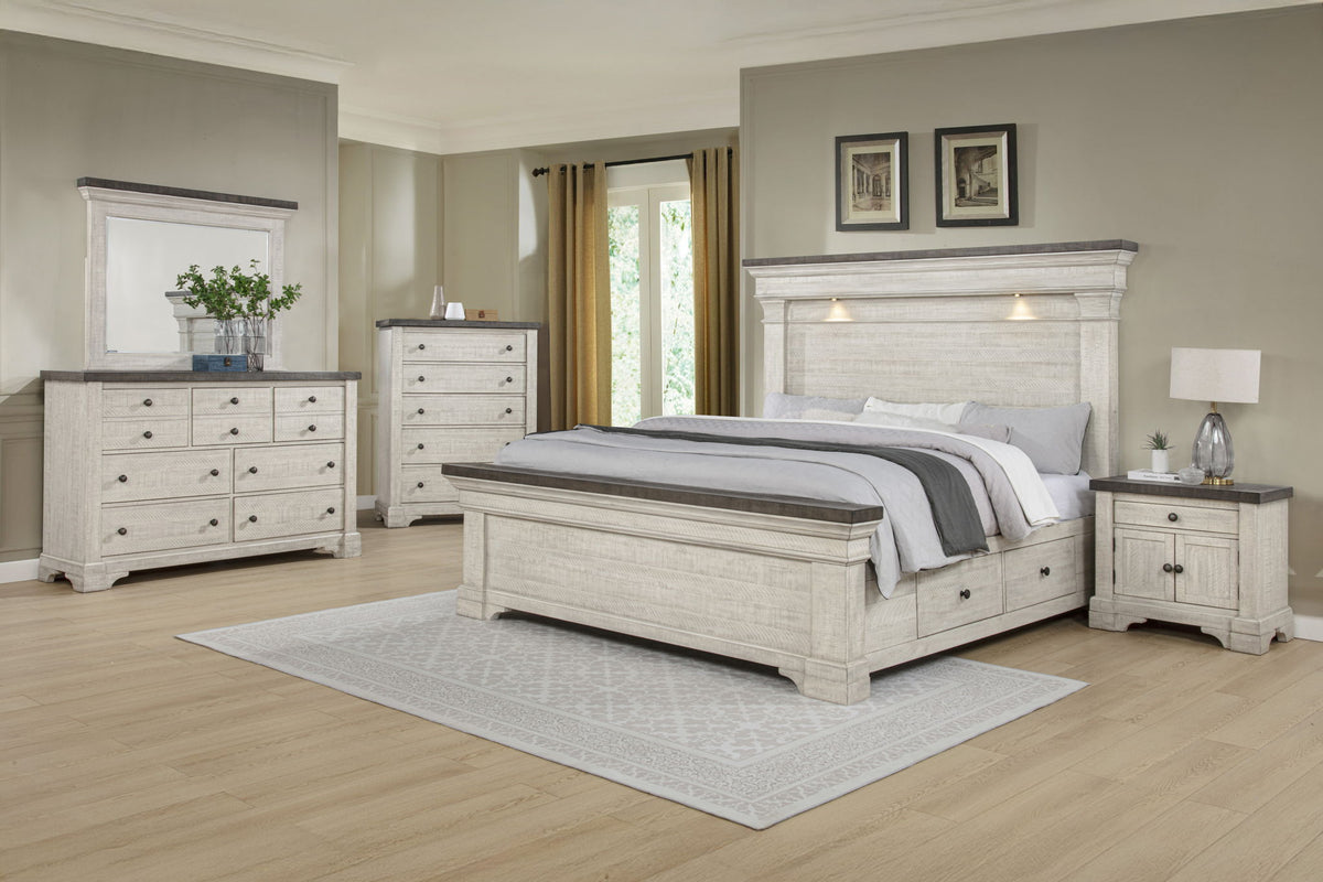 Augusta - 6/6-6/0 King/California King Lighted Headboard - Rustic White