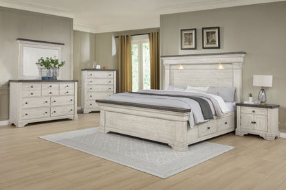 Augusta - 5/0-6/6 Queen/King Storage Side Rails - Rustic White