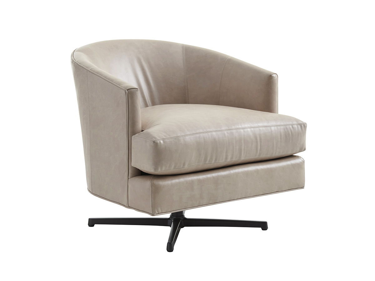 Lexington Leather - Graves Leather Swivel Chair Charcoal Base - Beige