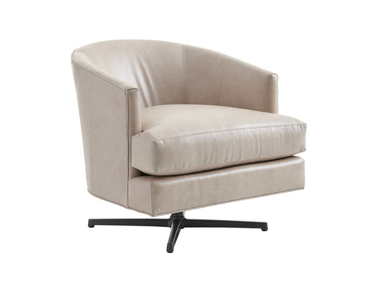 Lexington Leather - Graves Leather Swivel Chair Charcoal Base - Beige