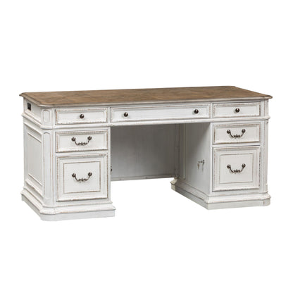Magnolia Manor - Jr Executive Desk Base - Antique White