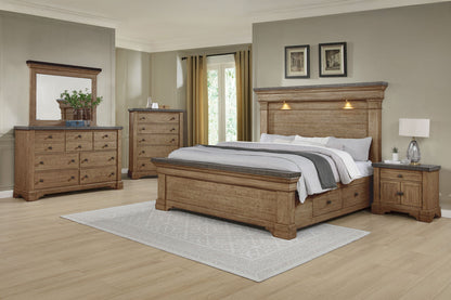 Augusta - 5/0 Queen Lighted Headboard - Rustic Brown