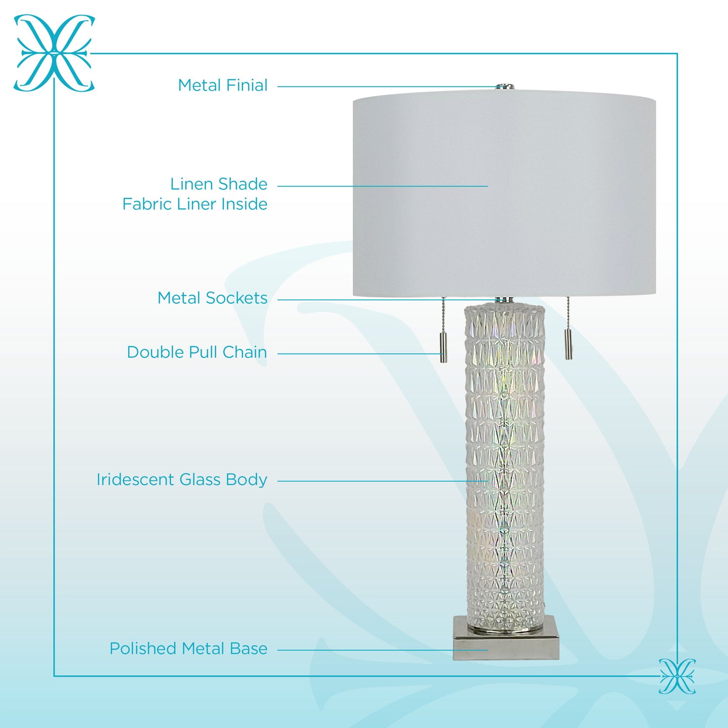 Radiant Glow Iridescent Glass & Metal Table Lamp (Set of 2) - Irradescent / Polished Nickel