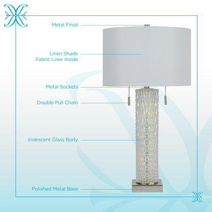 Radiant Glow Iridescent Glass & Metal Table Lamp (Set of 2) - Irradescent / Polished Nickel