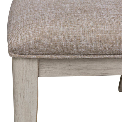 Farmhouse Reimagined - Ladder Back Upholstered Side Chair - Antique White / Chestnut Tops