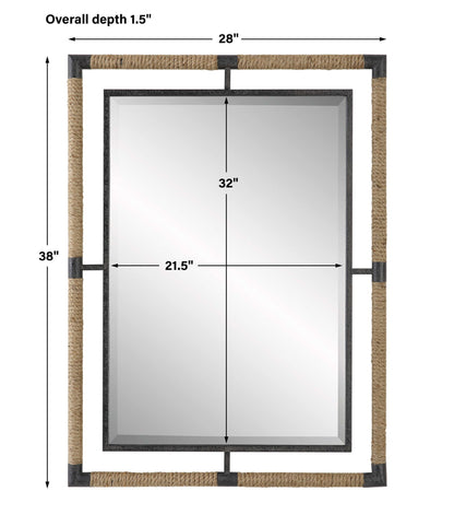 Melville - Iron & Rope Mirror - Light Brown