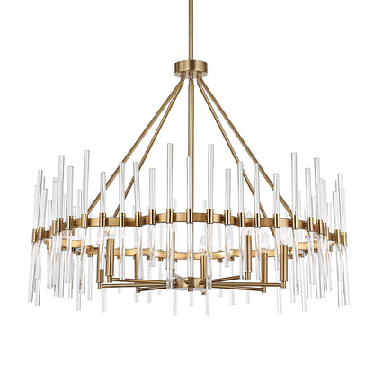 Crystal - Stick 8 Light Chandelier - Brass