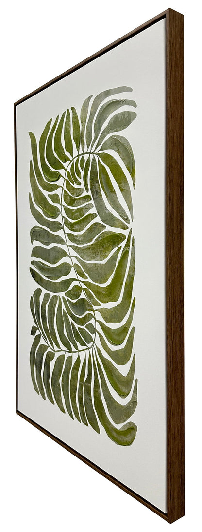 Frond Cadence II - 24 X 35 - Hand-Embellished Canvas In Frame - Green