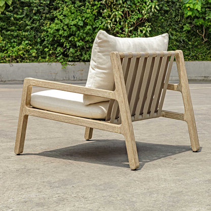 Strapped - Outdoor Lounge Chair - Light Brown / Pearl Silver