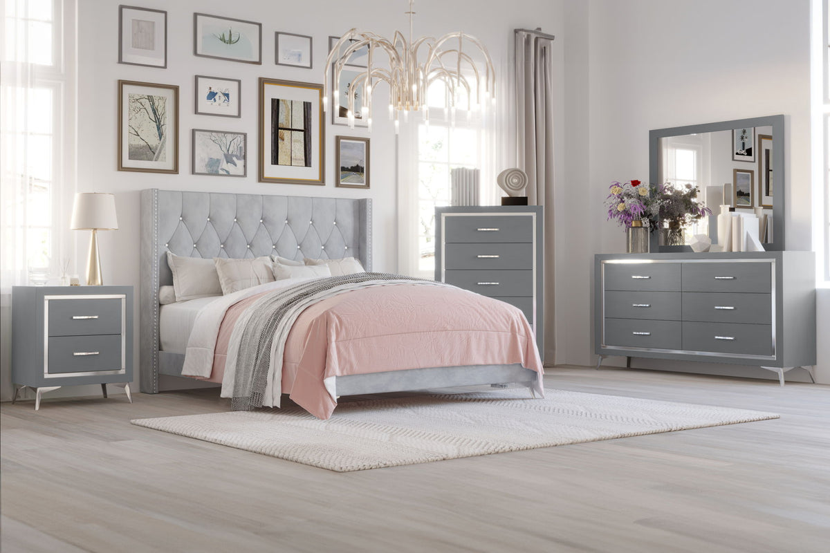 Huxley - 6/6 King Headboard, Footboard And Slats - Gray