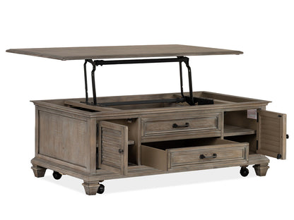 Lancaster - Lift Top Storage Cocktail Table (With Casters) - Dove Tail Gray